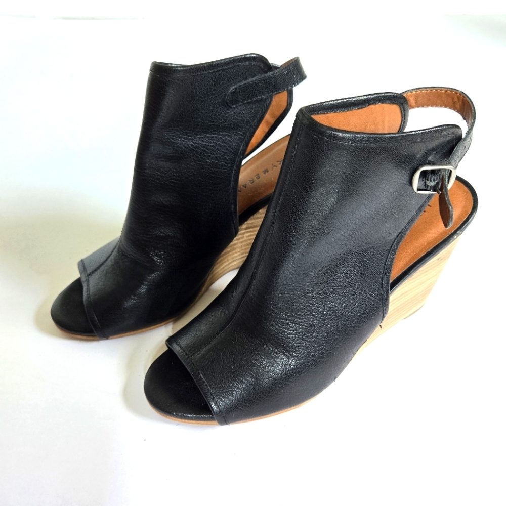 Lucky Brand ‘RISZA’ Open Toe Wedge Bootie - black sz 8